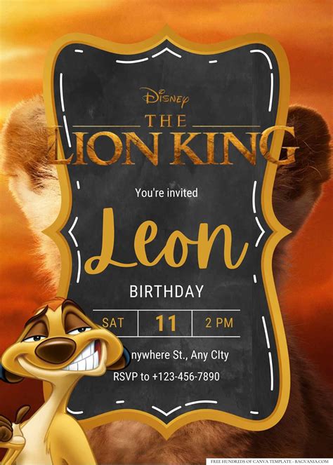 20 Lion King Birthday Invitation Templates FREE Printable Birthday