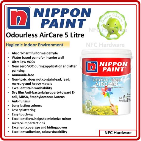 Nippon Paint Odourless Aircare Litre Cat Air Untuk Dinding Dalaman