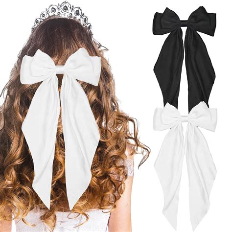 Amazon Lsxia Pcs Hair Bows For Women Black Hair Bow White