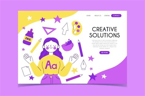 Free Vector Organic Flat Creative Solutions Landing Page Template