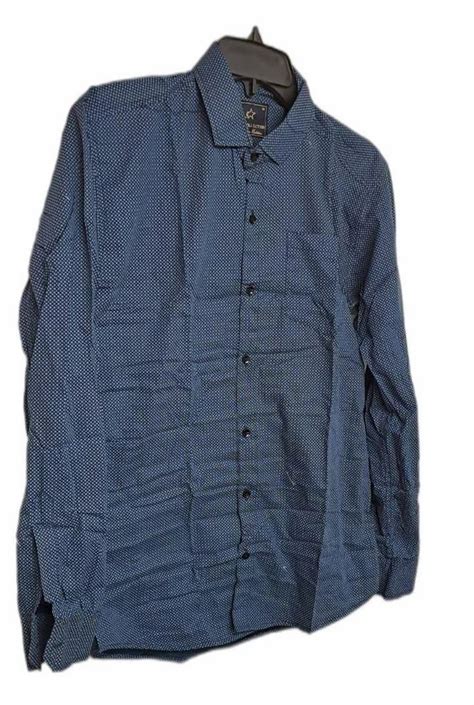 Men Navy Blue Printed Cotton Shirt Casual Full Sleeves At Rs 600 In