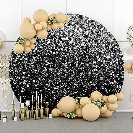 Amazon Black Sliver Round Backdrop Cover X Ft Glitter