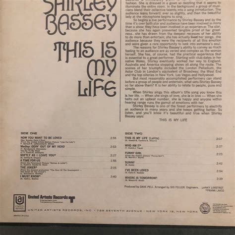 Lp Shirley Bassey This Is My Life Hobbies Toys Music Media