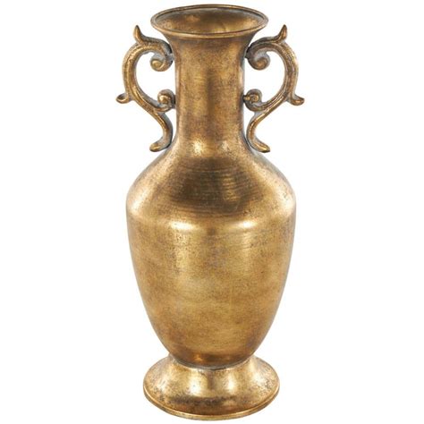 Litton Lane Gold Weathered Vintage Amphora Metal Decorative Vase With