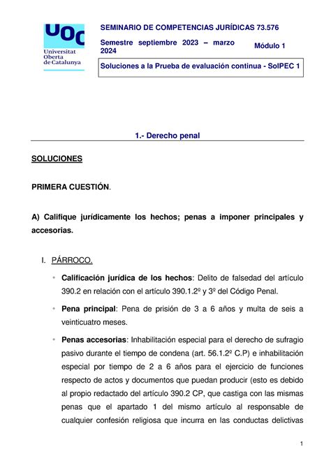 SOL 1 CAST Soluciones a la Prueba de evaluación continua SolPEC 1