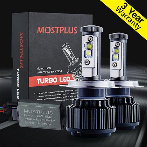 Mostplus 80w 8000lm Led Headlight Kit H4 9003 Hb2 Hilo Beams 6000k