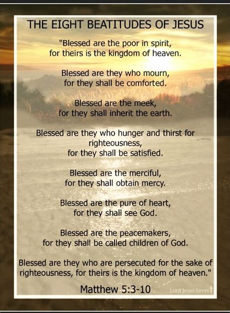 The Eight Beatitudes Of Jesus Blessed Are The Poor In Spirit For