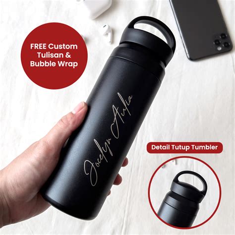 Jual Tumbler Hook Custom Nama Tumblr Stainless Grafir Logo Botol Minum