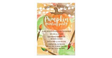 Autumn Pumpkin Painting Party Invitations | Zazzle.com