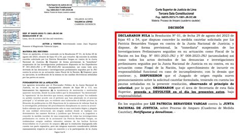 Patricia Benavides Ataca A La Jnj Por La Presunta Filtración De Sus