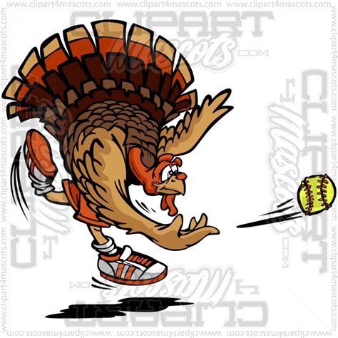 Fastpitch Softball Turkey Cartoon Image Vector Or  Formats