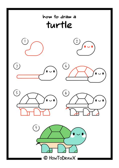 Drawing Lesson #34: How to Draw a Turtle Step by Step | Turtle drawing ...