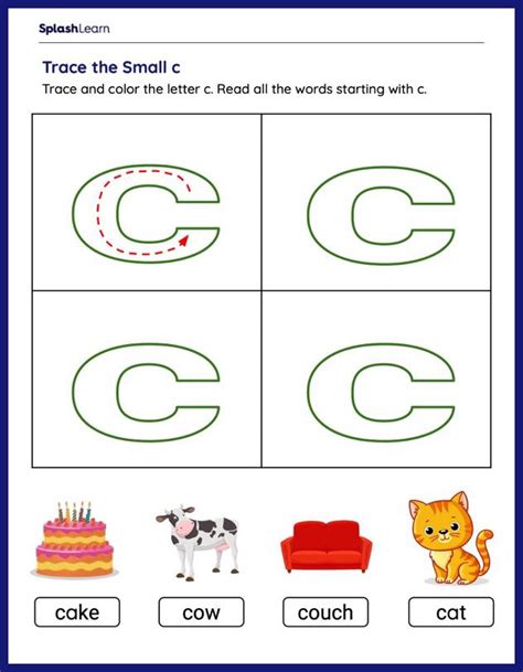 Letter Tracing C Worksheets Free Printable Splashlearn