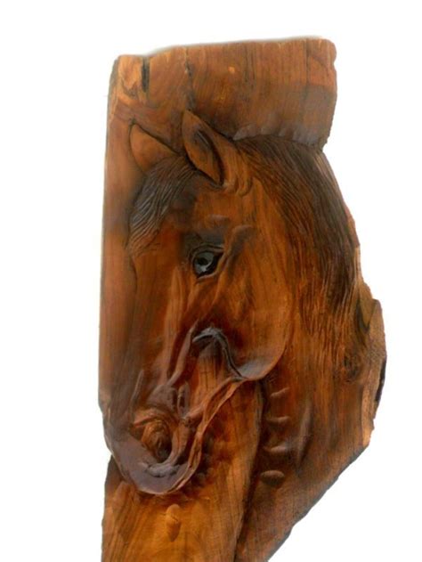 Wooden Horse Head Wooden Horse Wood Figurine Wooden Animal Vintage