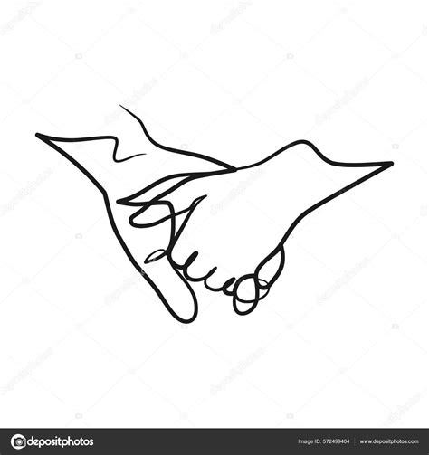 Continuous One Line Art Drawing Hands Couple Hands Holding Together Stock Illustration By