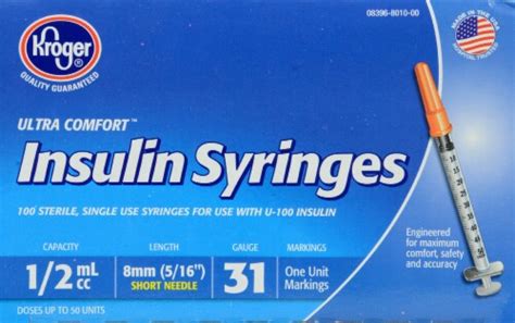 Kroger® Ultra Comfort Short Needle Insulin Syringes 100 Ct Kroger