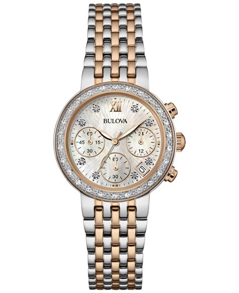 Bulova Womens Chronograph Maiden Lane Diamond Accent Two Tone