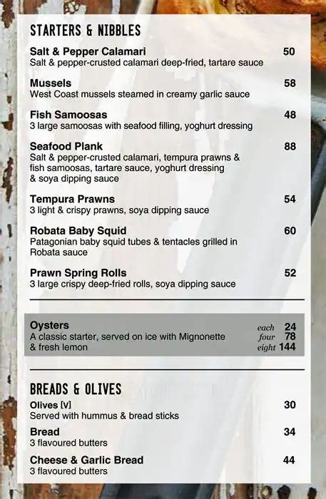 Cape Town Fish Market Menu, Menu for Cape Town Fish Market ...