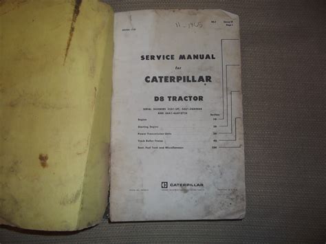 Cat Caterpillar D8 D8h Tractor Dozer Service Shop Repair Manual Book