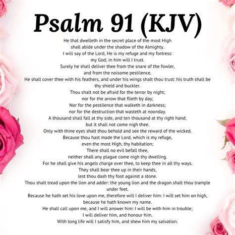 Free Psalm 91 Prayer Of Protection Printable Version