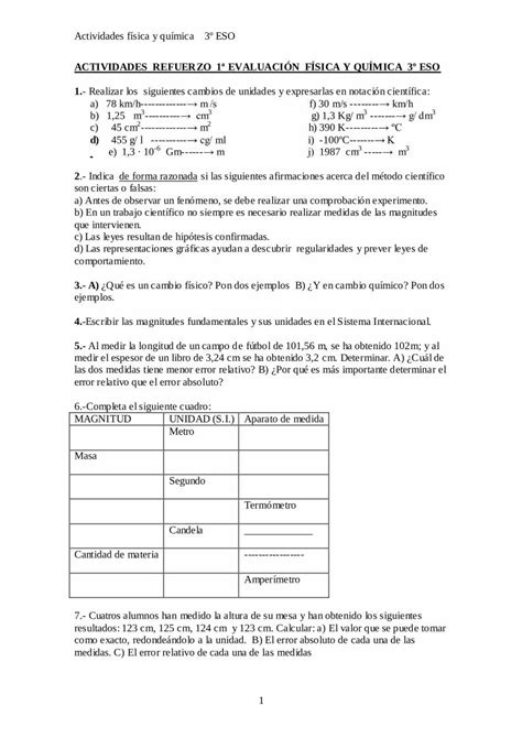 Pdf Actividades Refuerzo Evaluaci N F Sica Y Qu Mica Eso Pdf