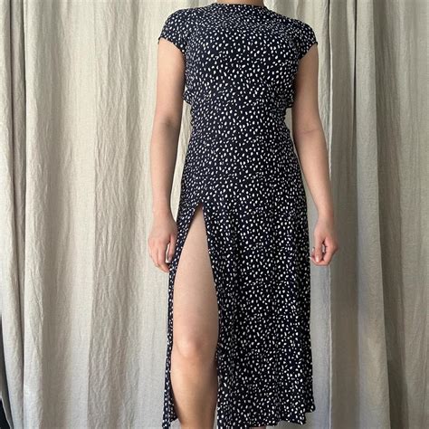 Urban Outfitters Women S Navy And White Dress Depop