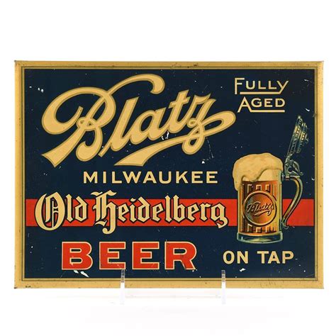 Blatz Old Heidelberg Beer 1930s Tin Over Cardboard Sign Auction