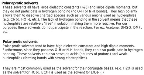 14. Polar protic and polar aprotic solvents Explain