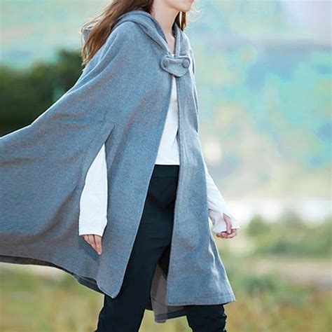 Spring Cloak Wool Women Gothic Hooded Capes Shawl Coat Ponchos Mujer