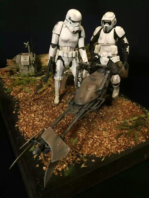 Endor Forest Diorama BANDAI 1 12 Speeder Bike Scoot Trooper Storm