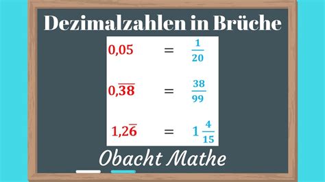 DEZIMALZAHLEN in BRÜCHE umwandeln Kommazahlen in Brüche schnell