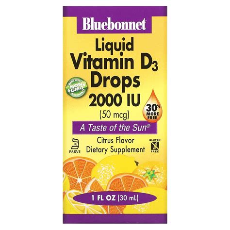 Bluebonnet Nutrition Liquid Vitamin D Drops Citrus Mcg Iu