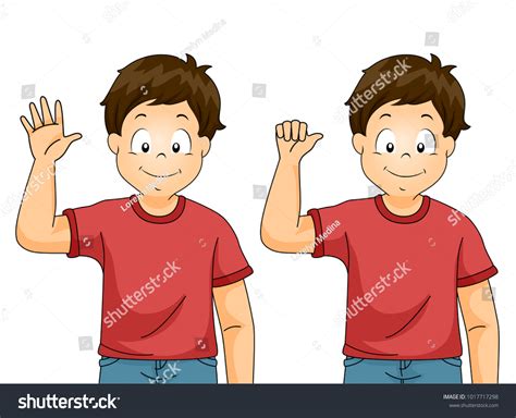 Illustration Kid Boy Showing Good Bye Stock Vector Royalty Free