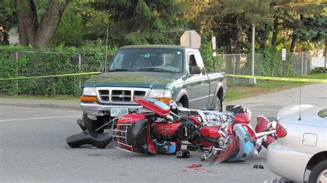 Motorcycle Truck Collide At Intersection In Hudson