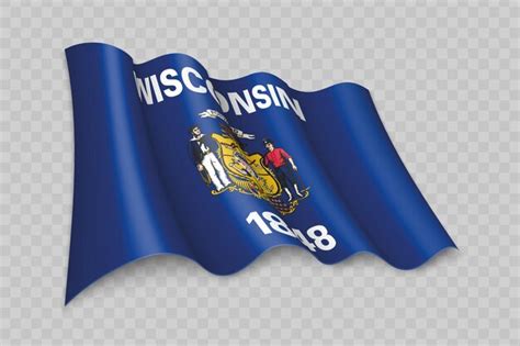 A bandeira de ondulação realista 3d de wisconsin é um estado dos