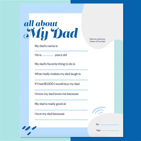 Free Printable For Fathers Day All About Dad Questionnaire