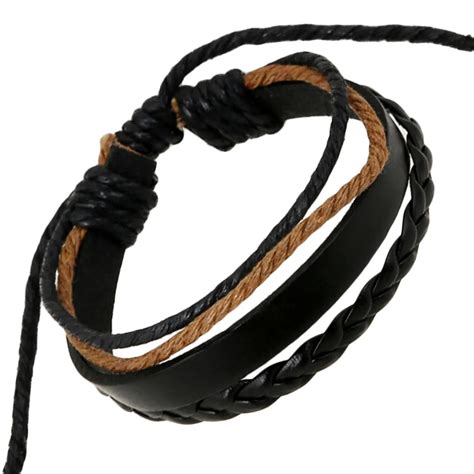 Retro Rope Adjustable Men Multilevel Bracelets Rope Hand Woven Bracelet