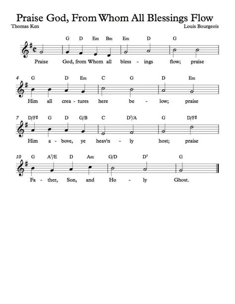 Free Lead Sheet Praise God From Whom All Blessings Flow Gospel Song