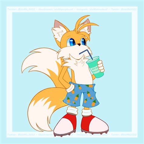 [Fanart] Tails drinking something by WolffaPurpleWolf on Newgrounds