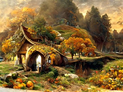 Living In Hobbiton The Shire Autumn 1 Ai Generated Artwork