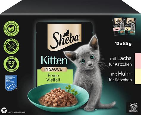 Sheba Nassfutter Katze Kitten Mit Lachs Huhn Feine Vielfalt In Sauce