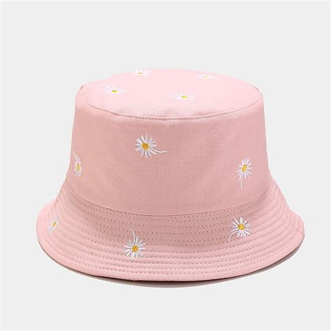 Double Side Unisex Bucket Hat Daisy Embroidery Hatfashion Etsy