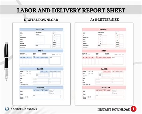 Labor And Delivery Report Sheet Labor And Delivery Nurse Etsy Finland