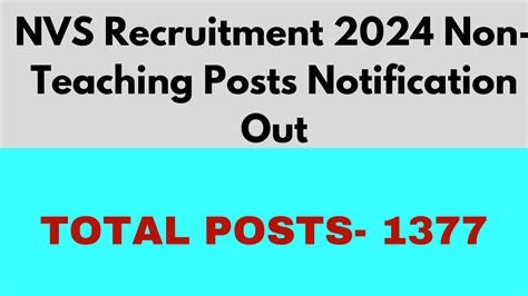 Nvs Recruitment For Non Teaching Post Important Notification Out