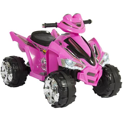 Pink Kids Ride On Atv Quad 4 Wheeler 12v Battery Electric Power Led