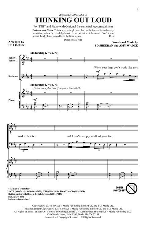 Thinking Out Loud Sheet Music Direct