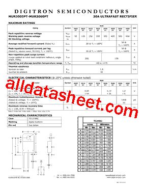 MUR3005PT Datasheet PDF Digitron Semiconductors