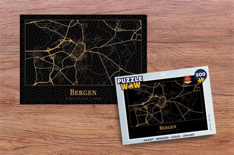 Puzzel Kaart Bergen Goud Zwart Legpuzzel Puzzel 500 Stukjes Bol