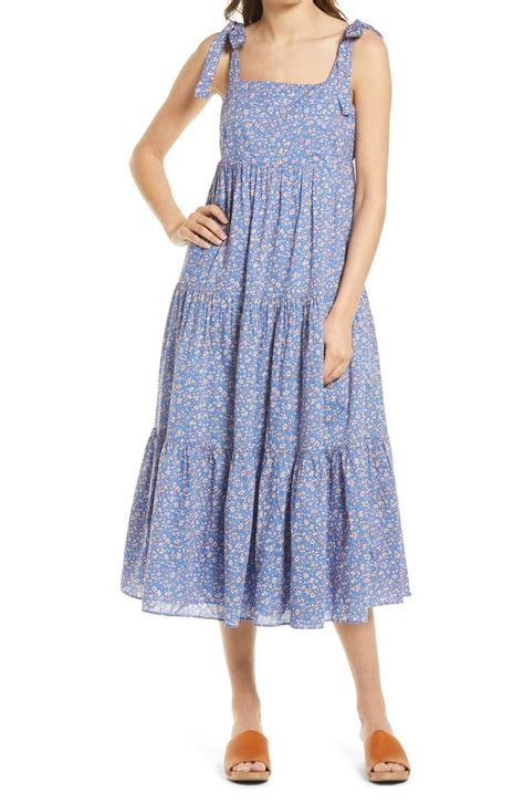 Madewell Tie Strap Tiered Midi Dress The Best Nordstrom Clothes On