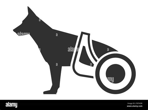 Paralyzed Dog On Wheelchair Cart Icon Of Handicapped Pet Disabled Dog
